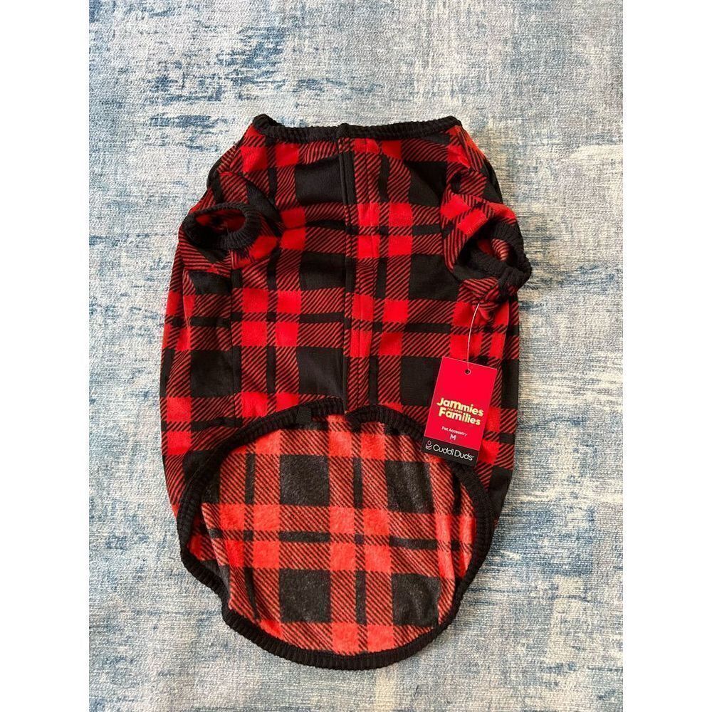 NWT! Jammies for your Families Red Flannel Plaid Dog Onesie Pet Pajamas Medium